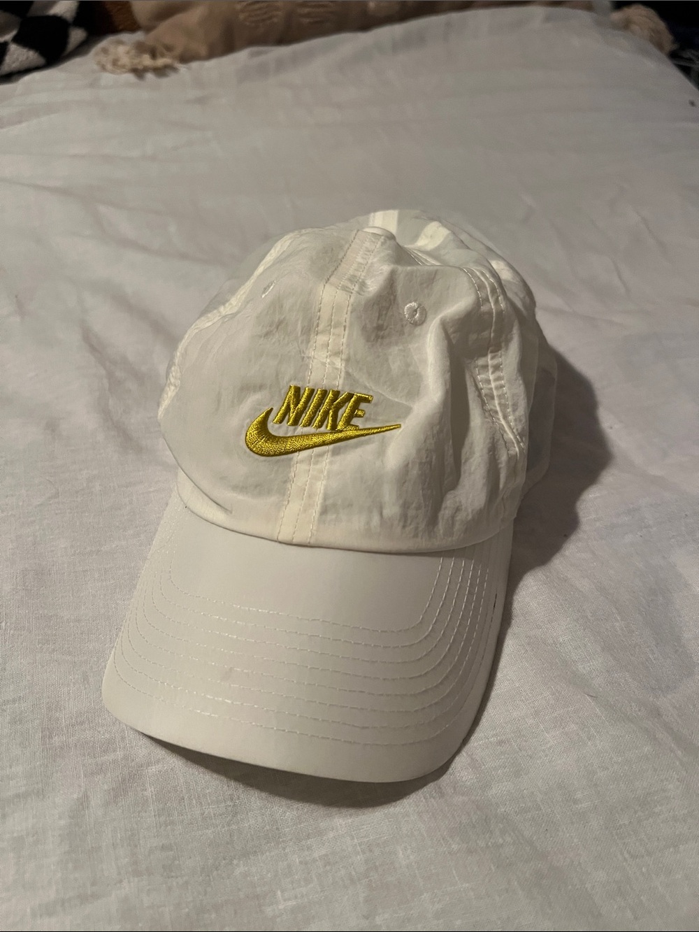Nike White Cap with Yellow Embroidered Swoosh